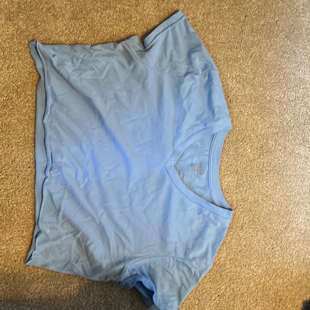 A light blue self crop top shirt